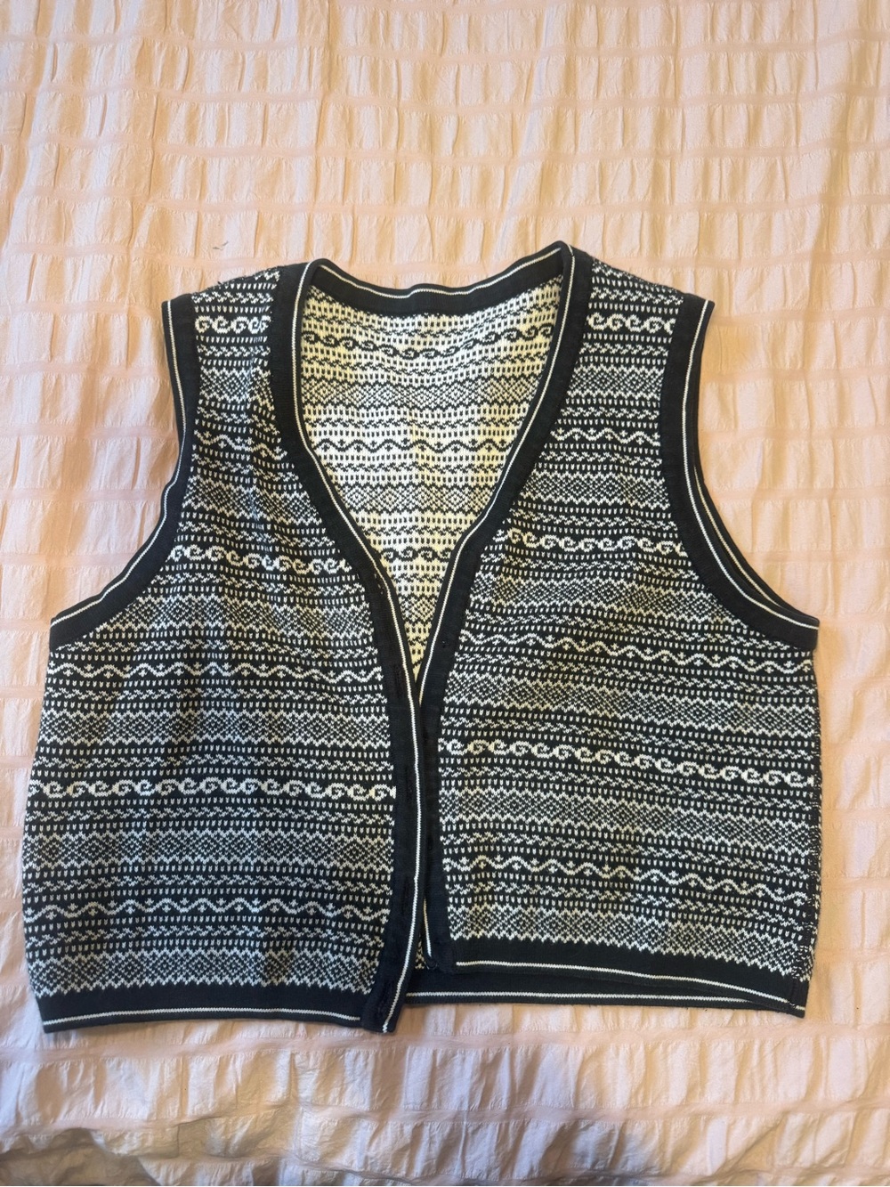 Vintage Reversible Black and White Patterned Knit Vest